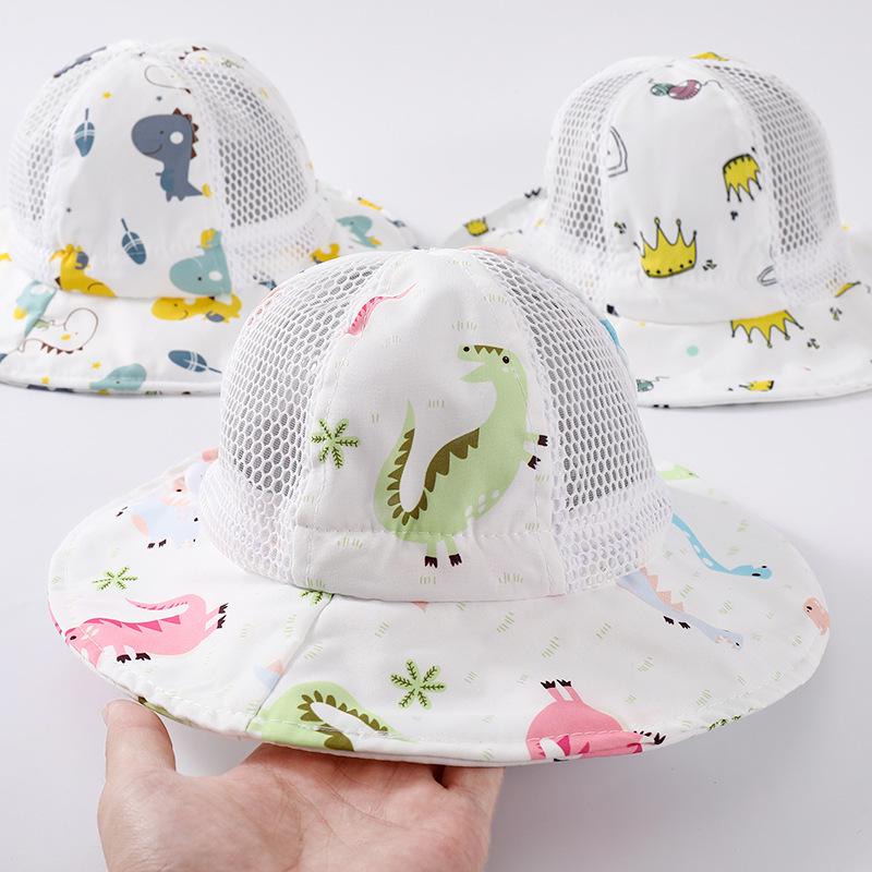 Children's Summer Mesh Sun Hat - Large Brim Fisherman Style for Boys and Girls