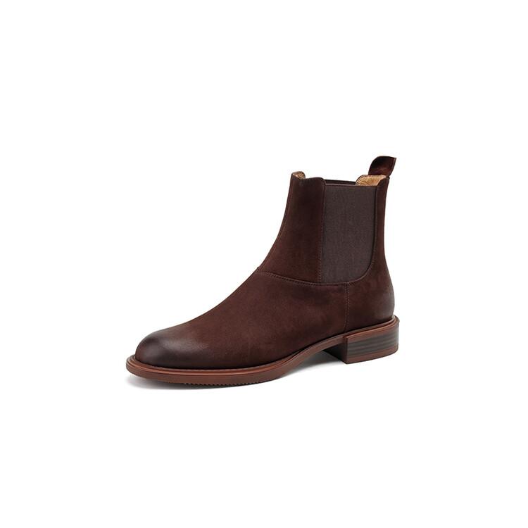 Fashion NEW Autumn/Winter Women Boots Round Toe Low Heel Chelsea Boots Genuine Leather Shoes for Women Retro Ankle Boots botas de mujer