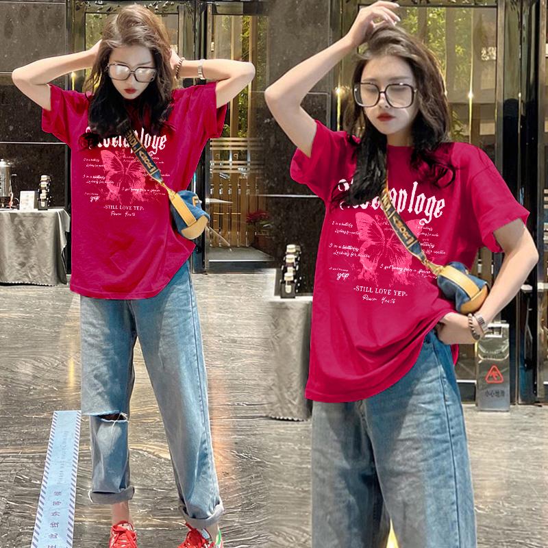 White inner cotton long loose short-sleeved T-shirt women's 2025 summer new large version top bottoming shirt M