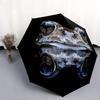Frog pattern, automatic folding umbrella, portable and foldable design, 8 ribs, a Christmas or birthday gift.