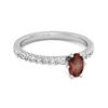 Garnet Oval Solitaire Ring - 925 Sterling Silver