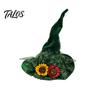 Non-itchy Halloween Hat Women's Large Ruched Witch Hat, Felt Wizard with Photo Prop Ruffle/Flowers/Mesh, Adults Cosplay Costume for Party, Masquerade