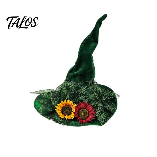 Non-itchy Halloween Hat Women's Large Ruched Witch Hat, Felt Wizard with Photo Prop Ruffle/Flowers/Mesh, Adults Cosplay Costume for Party, Masquerade