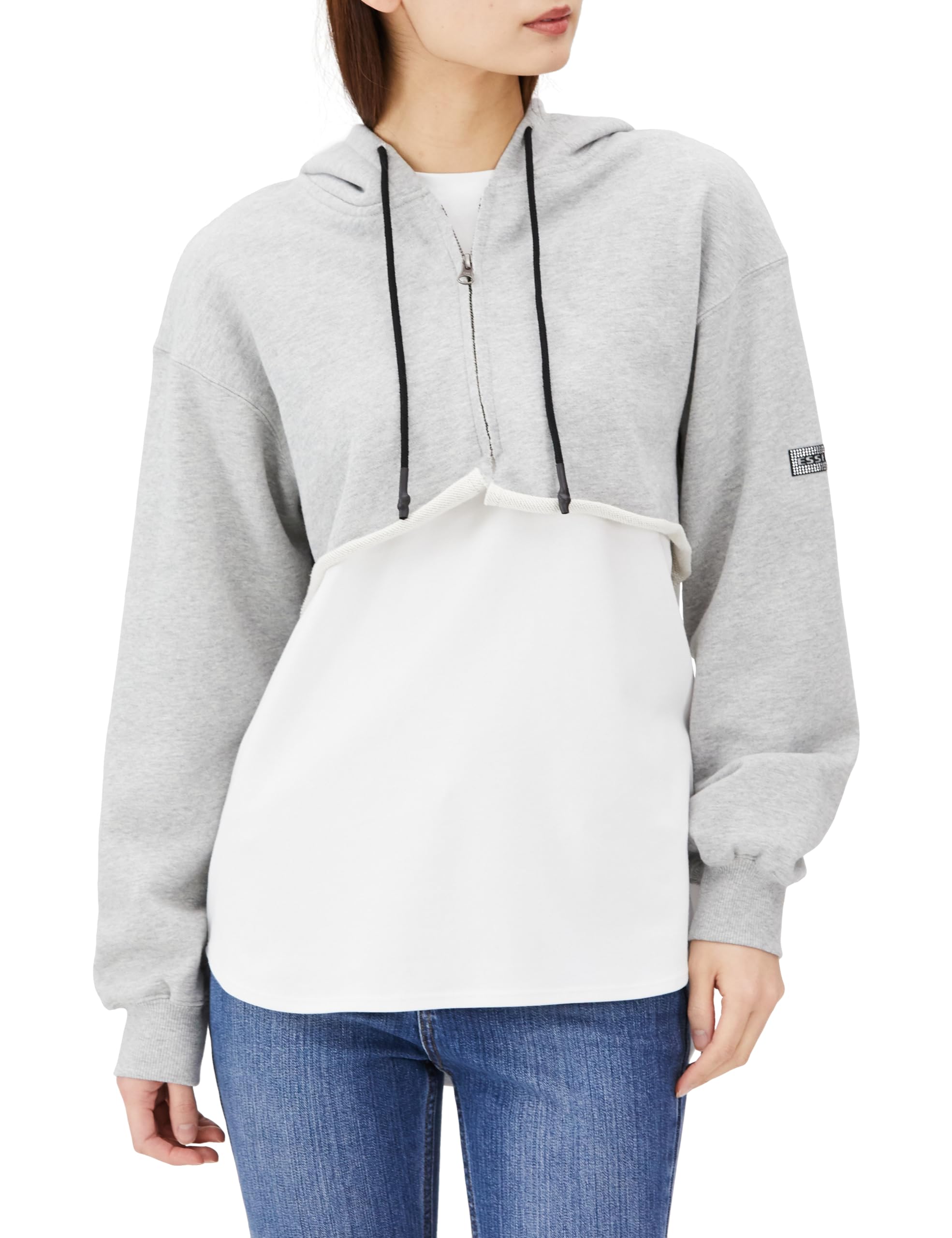 

Double Standard Clothing ESSENTIAL Cropped Zip Gray Hoodie, 2508-180-241, Women s,