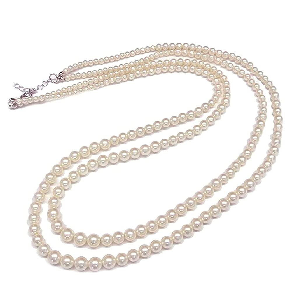 

and My Jewelry Designer Fake Pearl Beads 70cm Necklace in [You Box] 4-8mm 2-Strand Made Japan білий
