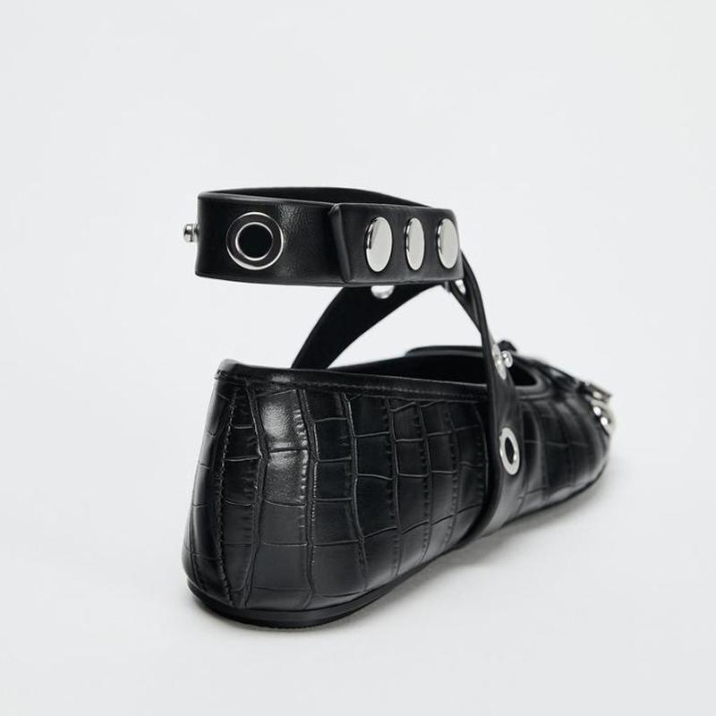 Balerini cu curea cu nituri de designer, pantofi plați de damă, pantofi crocodil, sandale gladiator, mocasini, balerini cu talpă moale pentru damă, Lolita Mary