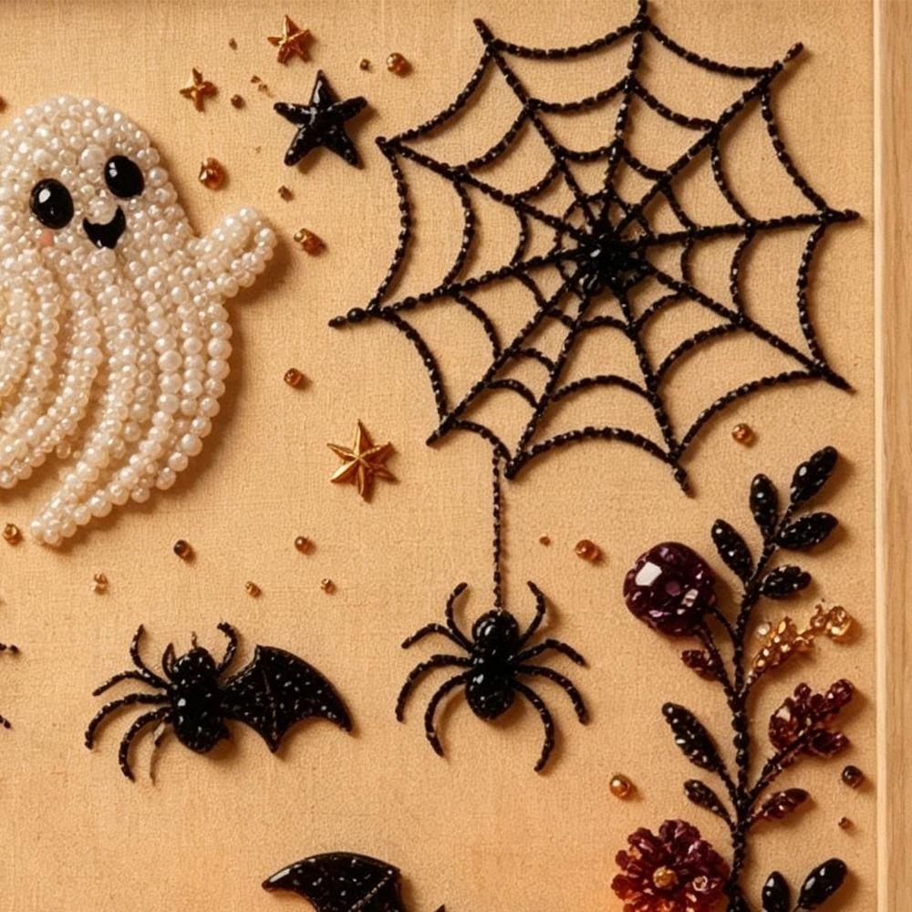 Perły Żywiczne DIY Zestaw do Sztuki z Pereł Płótno z Nadrukiem Halloweenowa Sztuka z Pereł Sezonowa Dekoracja Domu