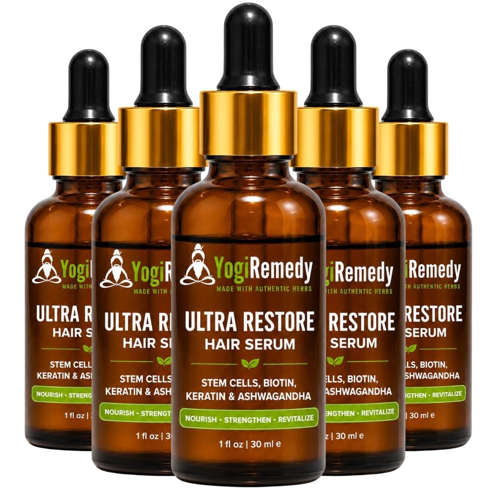 Ultra Restore Hair Serum for All Hair Types | Stem Cells, Biotin, Keratin & Ashwagandha | Pack of 5 30ml X 5 чистый