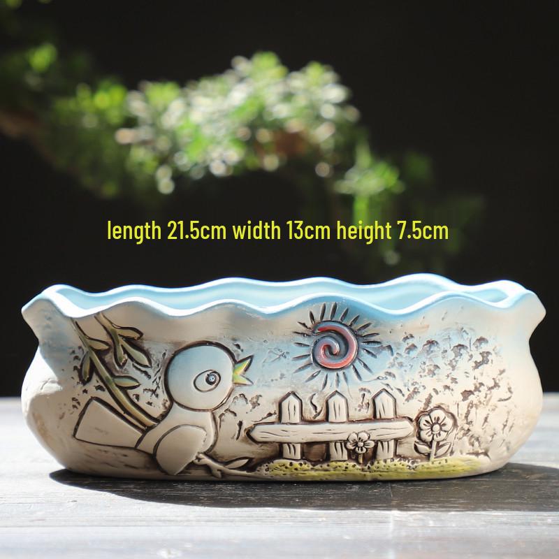 Cartoon Grobkeramik Großer Keramik Sukkulentenübertopf im Bilderbuchstil