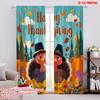 2 Stück 2D Flachdruck St. Patrick's Day Fenstergardinen Cartoon Truthähne_ Herbstblätter und Kürbisse-Herbststoff Ohne