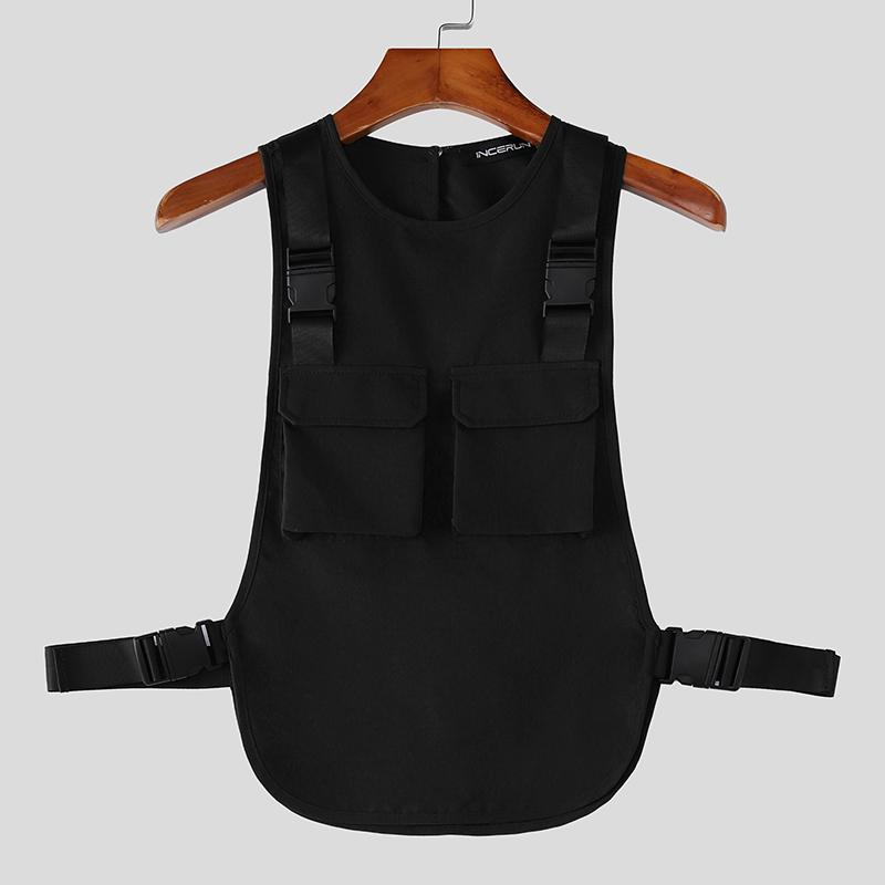INCERUN Men Summer Sleeveless Big Cutout Casual Loose Tank Tops Outdoor Waistcoats