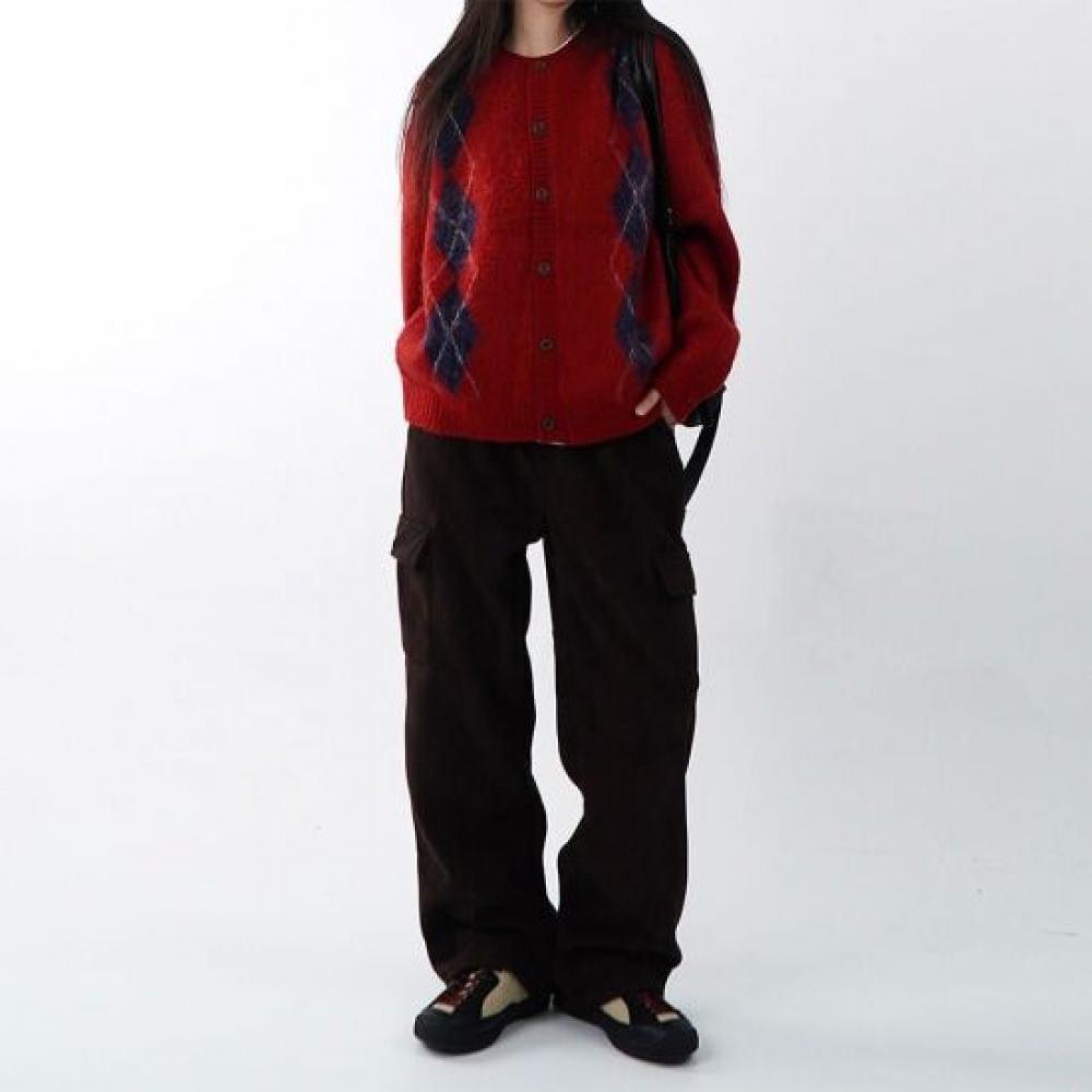 Onl Women Heavy Fleece Cargo Corduroy Wide Pants