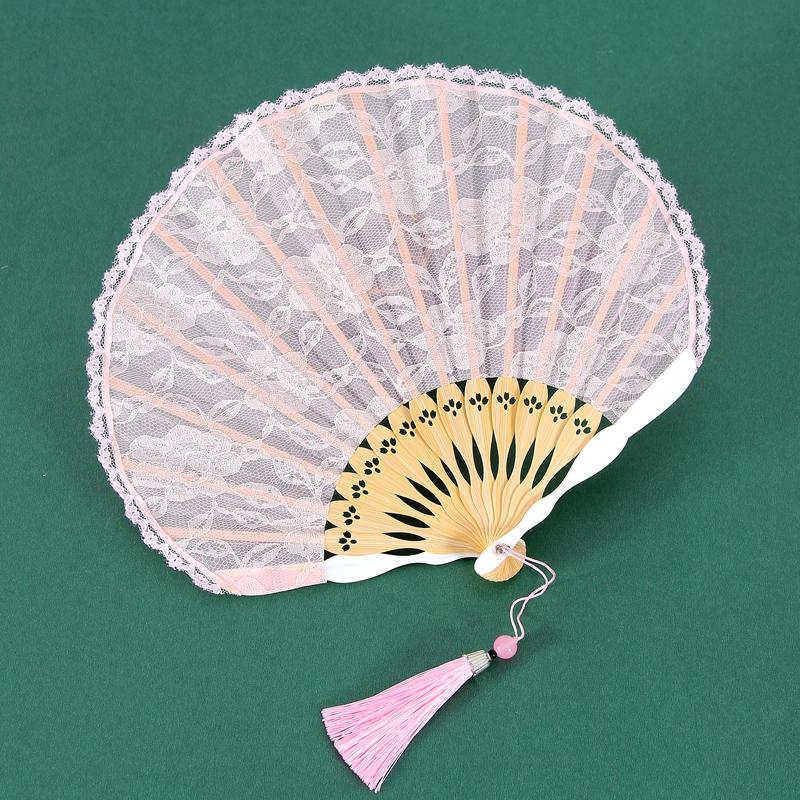 Classic Black Lace Cheongsam Folding Fan - Portable Chinese Style Summer Dance Fan for Ladies