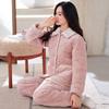 Winter padded pajamas women's three-layer thickened coral fleece padded jacket autumn and winter flannel loungewear warm suit