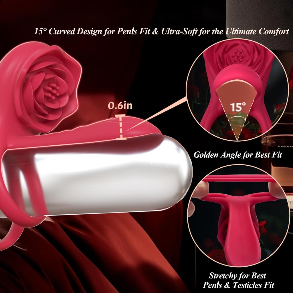 9 Modes Vibrating Penis Sleeve Silicone Vibrating Rooster Ring Penis Sleeve with Rose Clitoral Stimulator Sex Toys for Adult 18