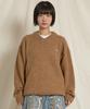 WAIKEI Dolphin Hairy V-Neck Knit Beige