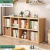 Solid Wood Bookshelf: Floor-Standing & Wall-Leaning Grid Cabinet for Living Room or Kindergarten Storage.