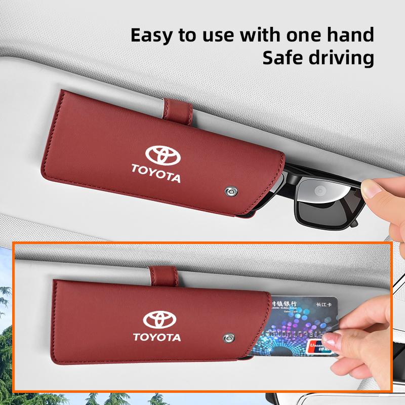 Car Sunglasses Case Sun Visor Glasses Storage Bag Clip Keyring For Toyota 86 Corolla Yaris Aygo CHR Camry Prius RAV4 Prado Hilux