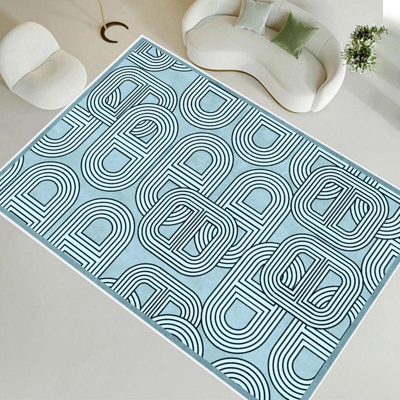 Modern Geometric Line Area Rug – Minimalist Abstract Loop Carpet Soft Non-Slip Floor Mat for Living Room Bedroom Office Decor