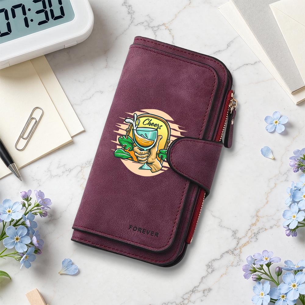 Casual Printed Long Wallet Multi Card Slots Fashion Portable Women PU Purse