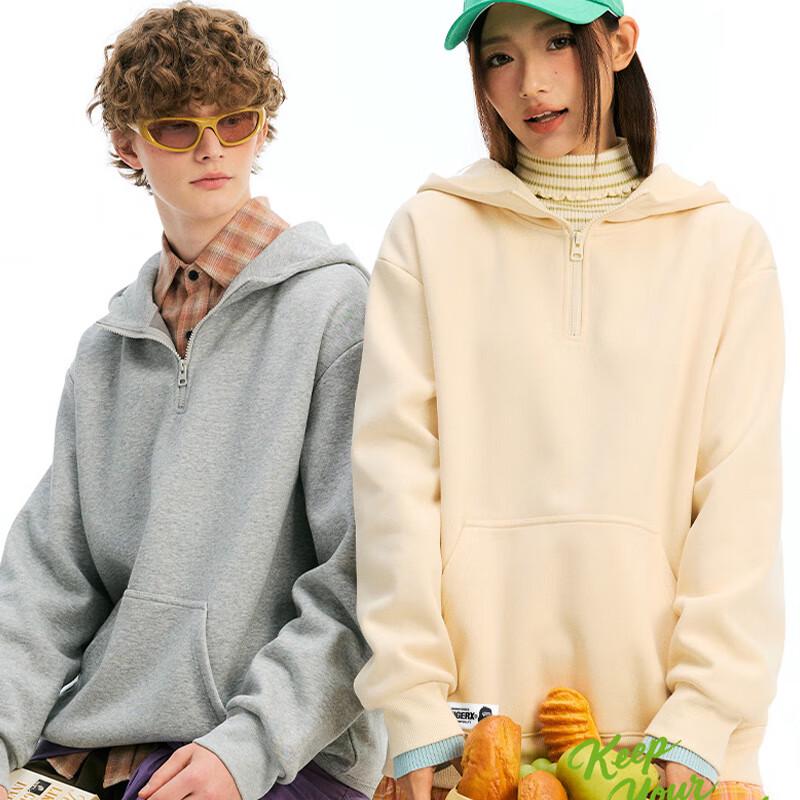 Fingercroxxit Fleece Lined Half-Zip Hooded Sweatshirt