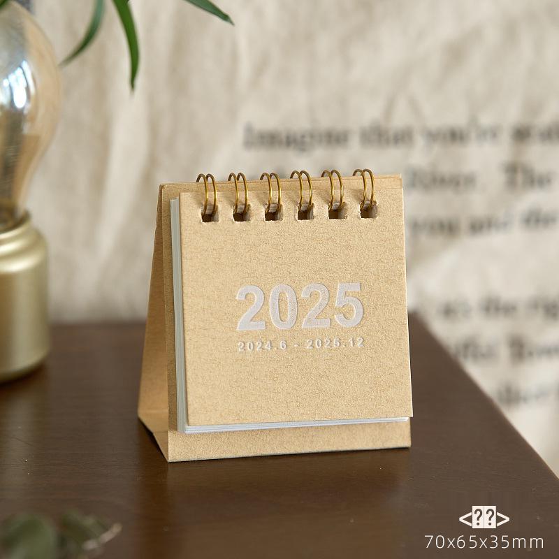 2025 Mini MUJI-Style Retro Desk Calendar | Punch Card & Lunar Features | Desktop Decoration & Ornaments