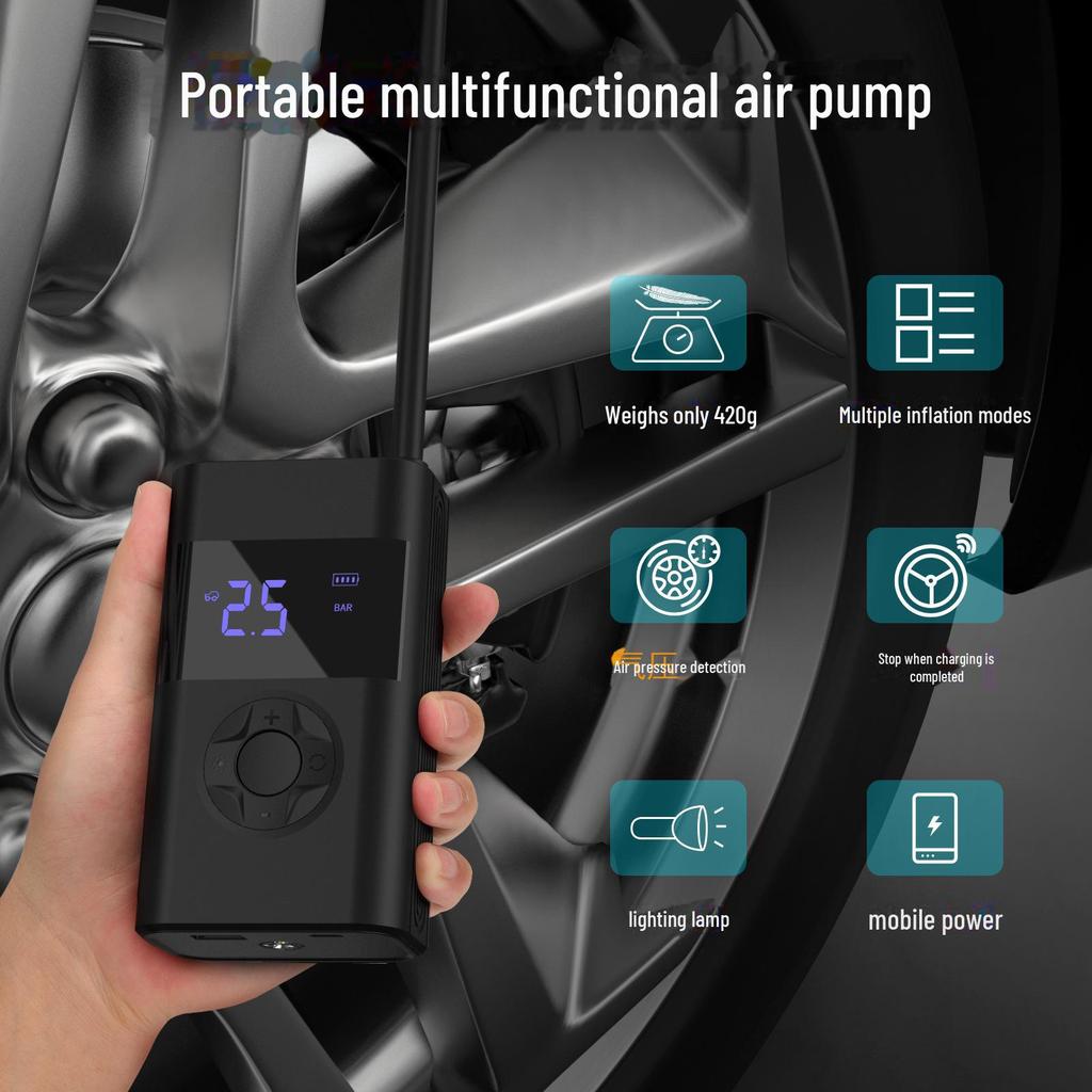 25-Cylinder Fast & Intelligent Mini Air Pump for Vehicles, Motorcycles, and Bicycles