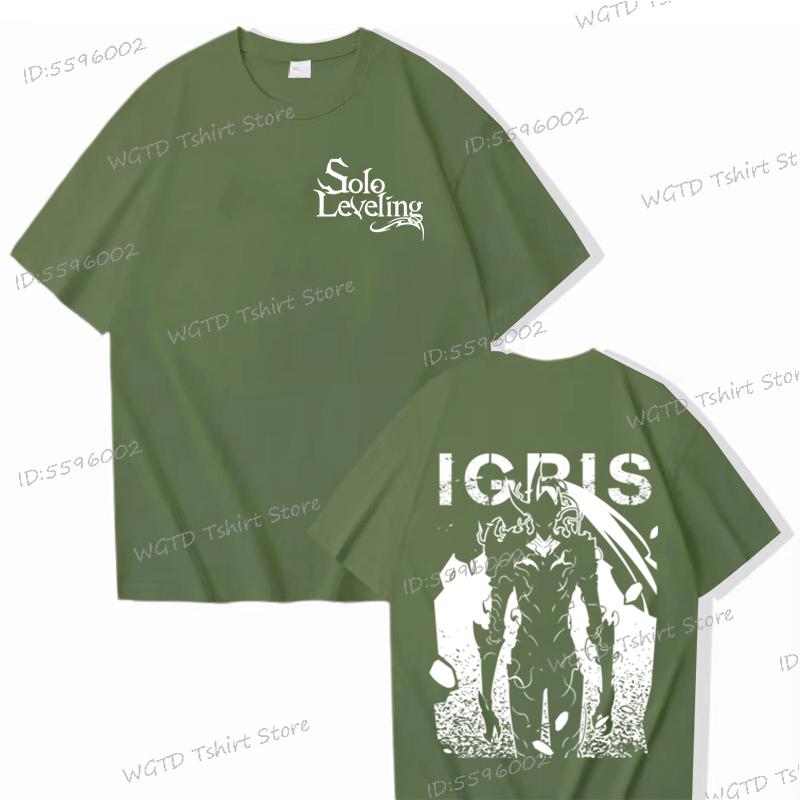 100% Cotton T-shirt for Men Solo Leveling Sung Jin-woo Cool Short Sleeve Tee Anime Fans Gifts High Quality Male Top T-shirts