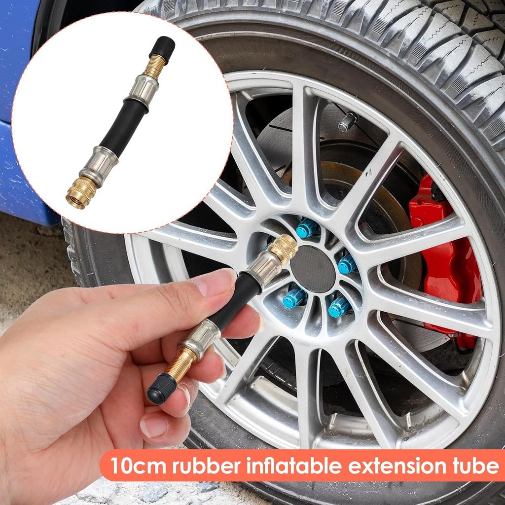 2 Pcs Valve Stem Extension, 3.93 Inches Flexible Brass Valve Stem Extension Adapter, Universal Fit Durable Design Bike Pump Tire Adapter for Car,