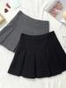 Vintage Gray Pleated Skirt Women Kawaii High Waist Mini Skirts Korean Fashion School Uniform Harajuku Streetwear Spring