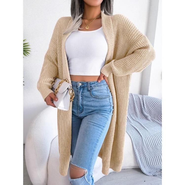 Casual Lapel Cardigan Sweater for Women Autumn Winter Long S абрикосовый