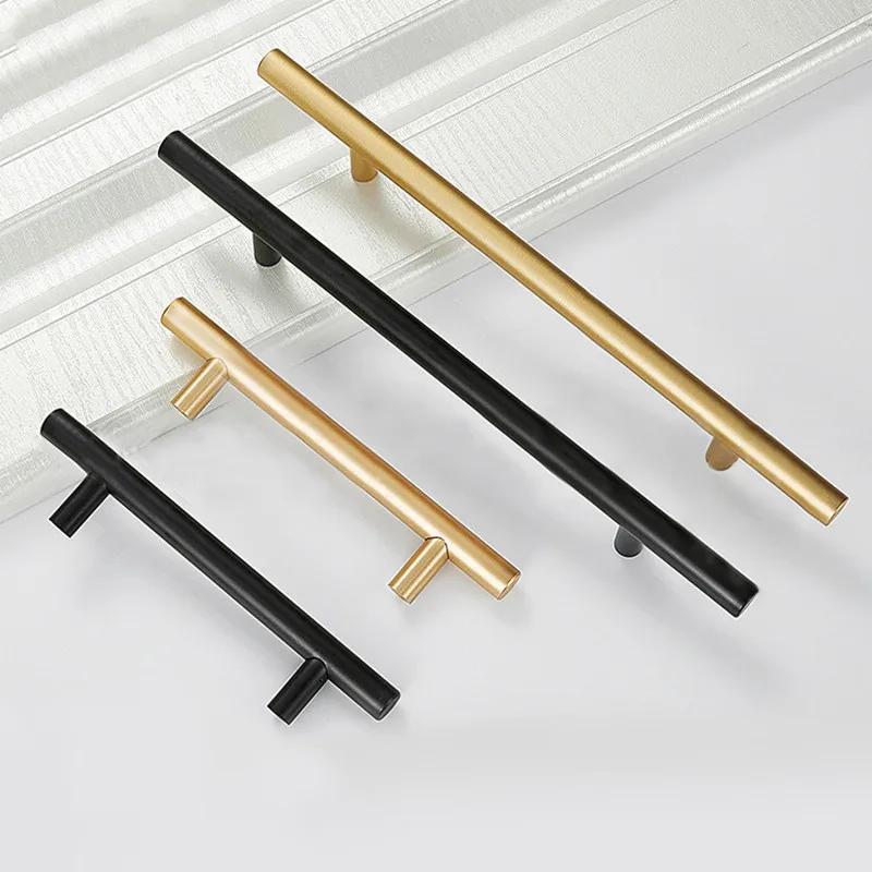 Gold Black Straight Cupboard Handles Knobs Stainless Steel Brushed Black Gold Kitchen Door Handles Cabinet Pull