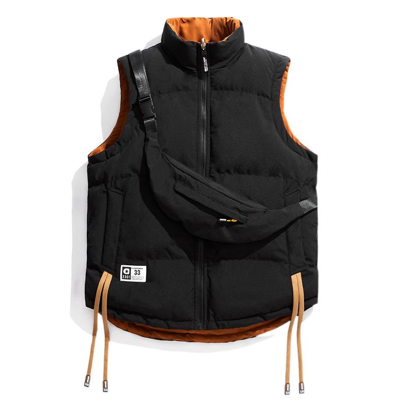Double-sided Wear Men's Vest Down Cotton Vest Men's Winter Warm Casual Thickened Large Size Youth Vest Men's Clothing