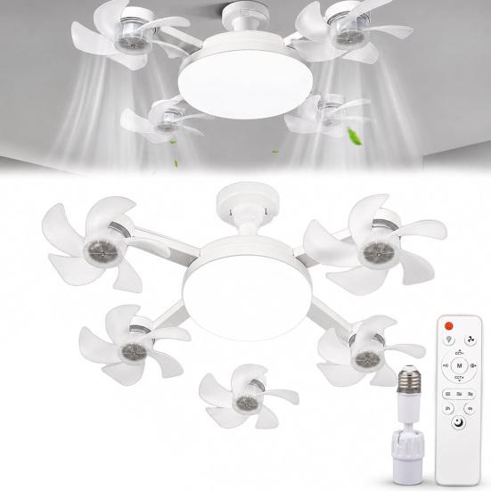 Energy Saving Ceiling Fan 3/4/5 Blade with Light & Remote Control, 2-in-1 Silent LED Drone Foldable Blades, 3-Speed Dimmable E27 Socket for