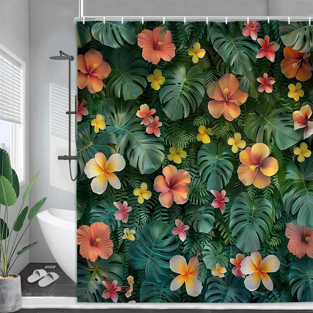 Green Vine Shower Curtain Vintage Nature Plant Flower Farm Leaf Garden Outdoor Jungle Polyester Fabric Bathroom Decor Curtain