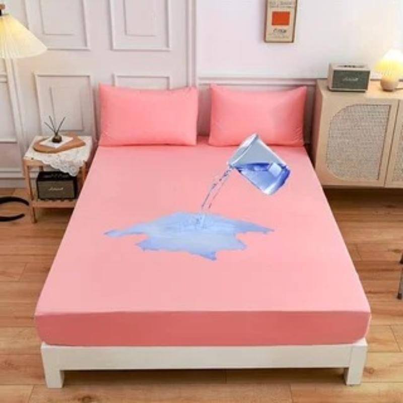 Safe Waterproof Mattress Protector, Soft Comfortable Breathable Solid Color Bedding Mattress Cover Fitted, No Pillowcases