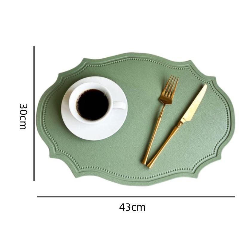1/4/10PCS Cream Oval Shaped Placemat Nordic Faux Leather Tableware Mat Luxury Insulated Coffee Table Mat Cafe Pad Christmas Gift