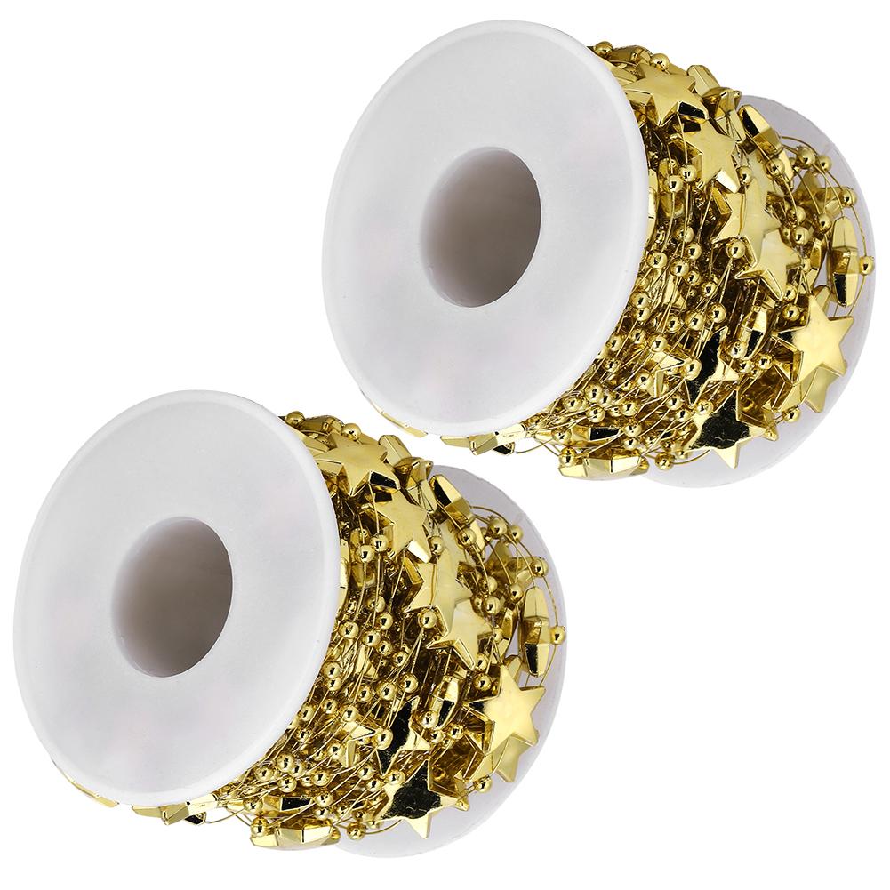 2 Peças ABS Estrela de Cinco Pontas Pérolas Contas Cordão para Casamento Buquê de Noiva Decoração de Natal(Ouro