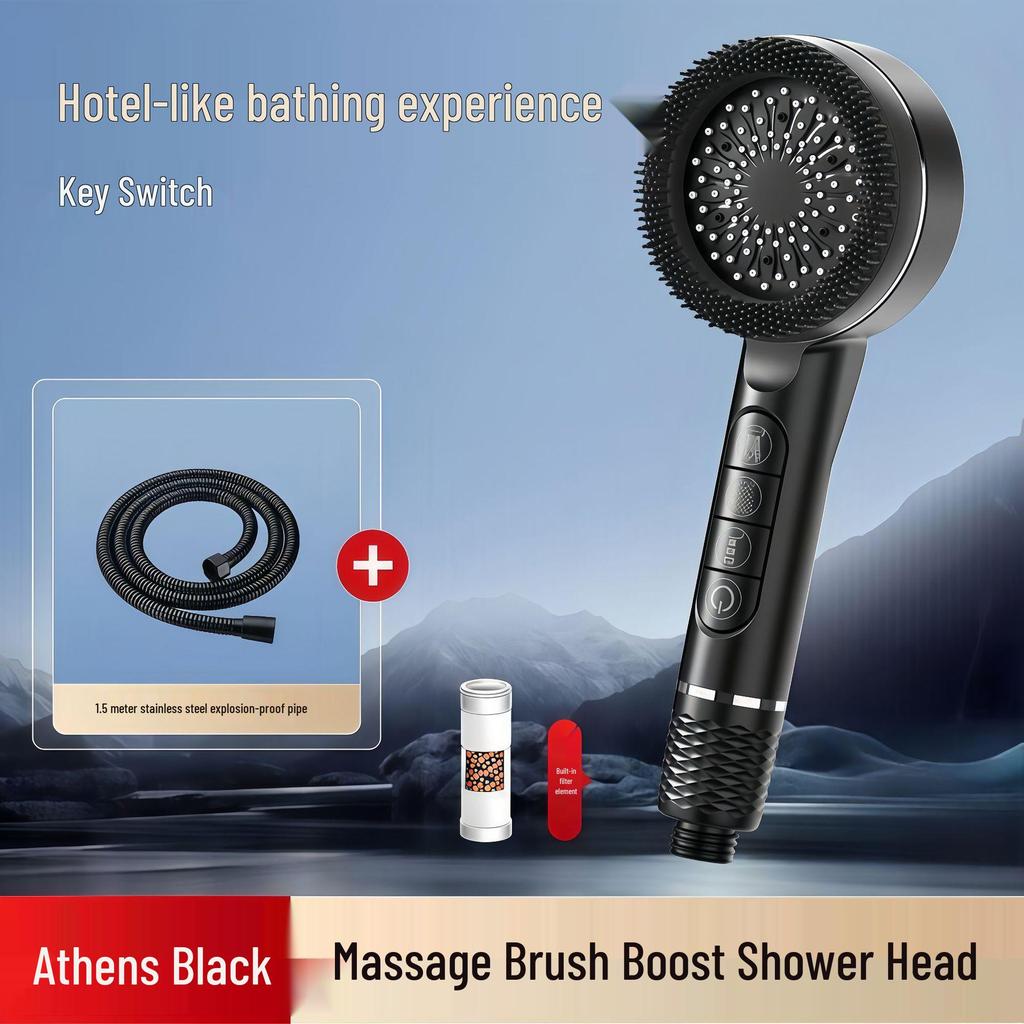 Multi-functional Turbocharged Shower Head Set with Piano Key Design