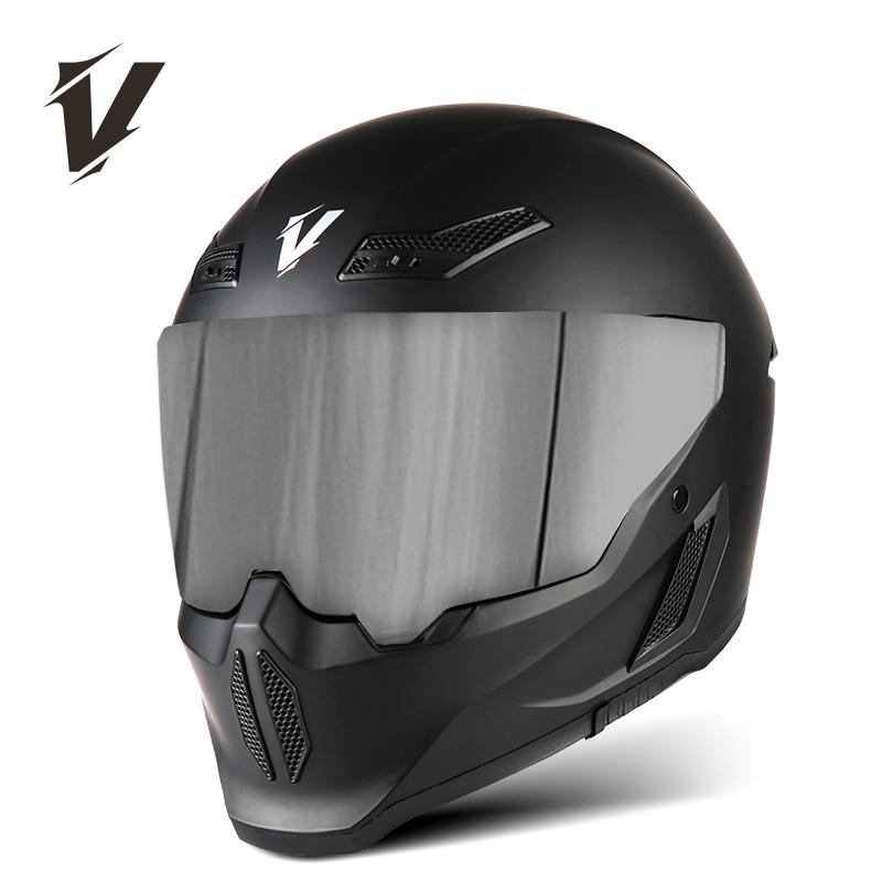 VGV Full Face Motorcycle Helmet Handsome Mecha Style Various Lenses Sunscreen Glare Protection Man Women ECE DOT Personalities