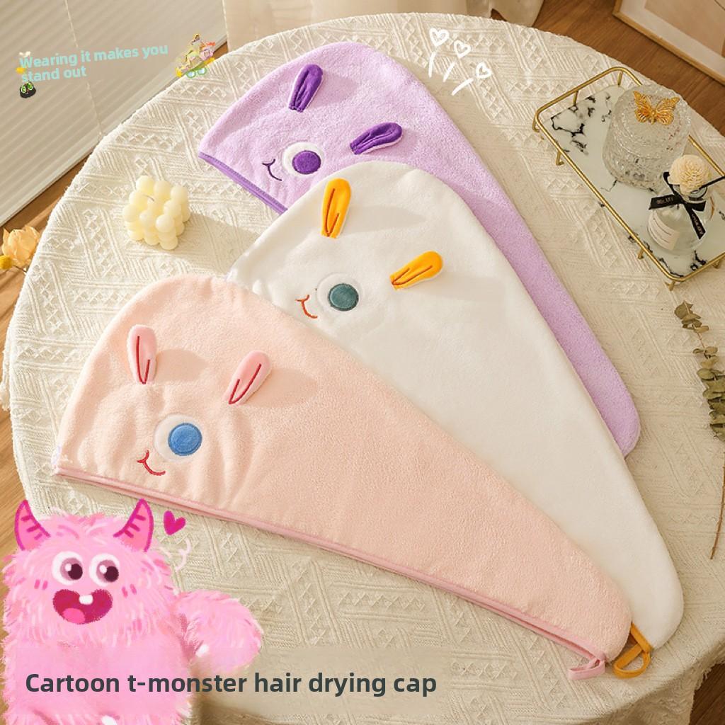 T Monster Triangle-Edged Embroidered Thickened Absorbent Quick-Dry Bath Cap