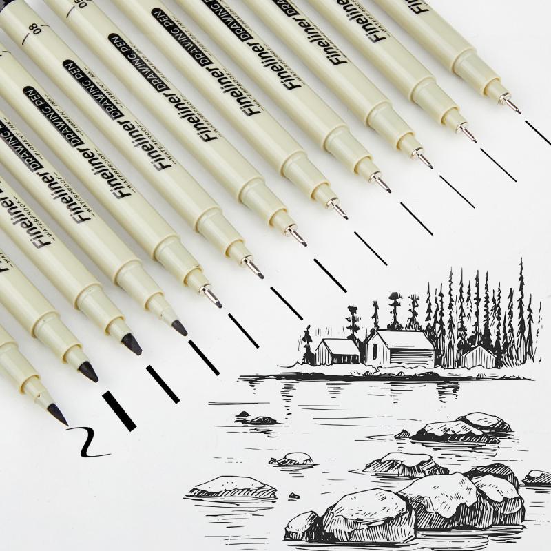 12Pcs/Set Drawing Pens Marker Pen Manga Lettering Pens Art Sketch Journaling Watercolor School Supplies Stationery Gifts