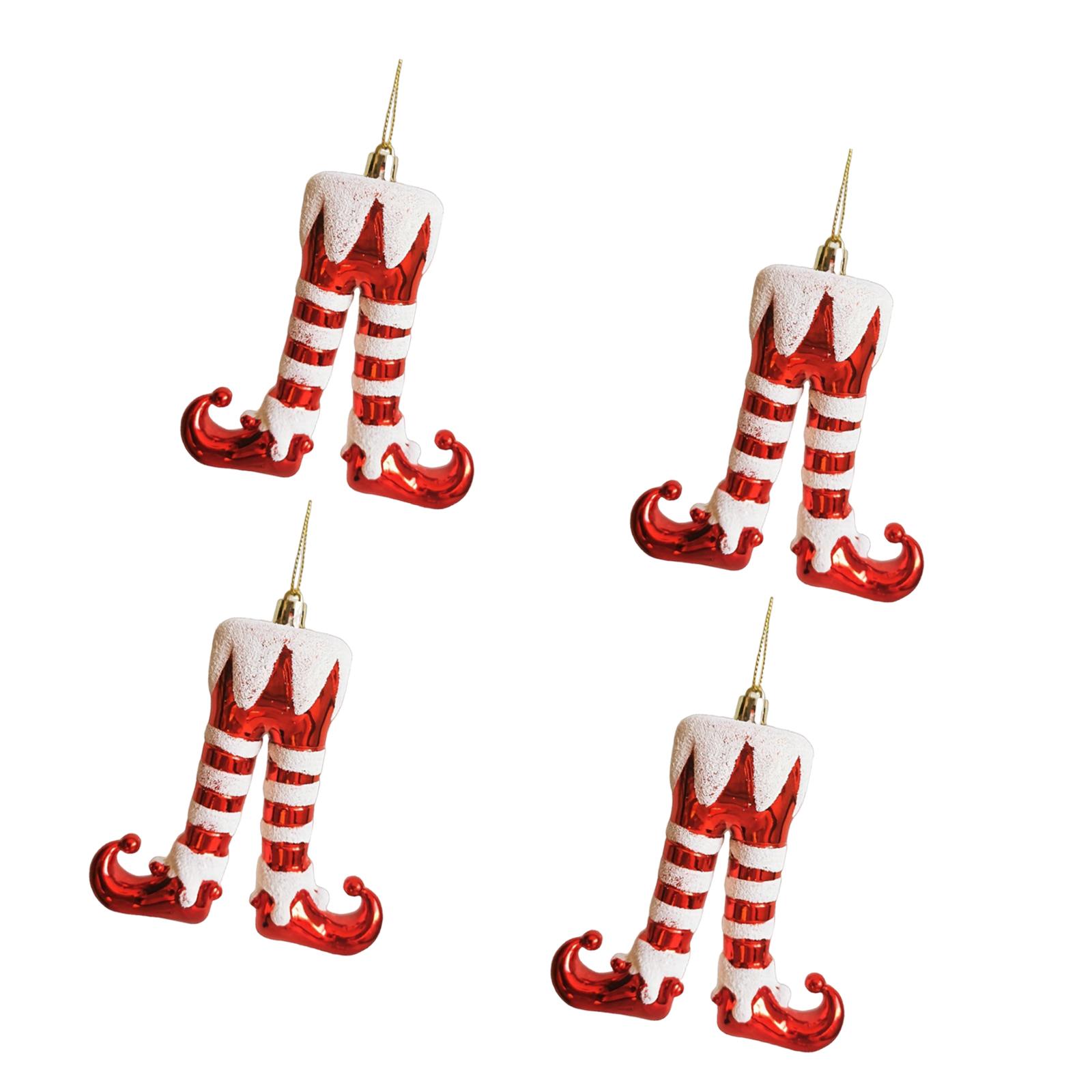 4Pcs Christmas Elf Leg Ornaments Creative Elf Boot Hanging Decoration Home Decoration Pendant for Window Vehicle Dessert House