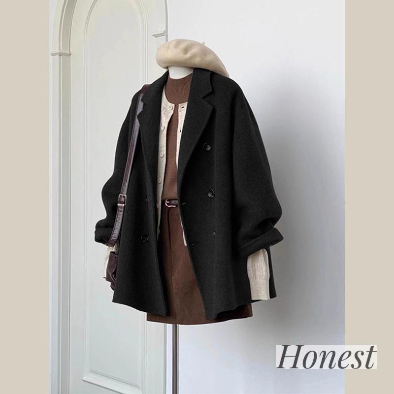 

Women s High-Grade Cashmere-Feel Short Woolen Coat - Petite Suit, Thickened for Autumn/Winter 2025. L [125-140 lbs]