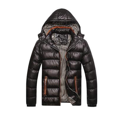 Piumino Casual Giovanile Nero con Collo Staccabile, Ispessito, Tasche a Filetto e Zip per Autunno e Inverno