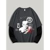 Men's Y2k Goth Shirt Graphic Oversized Long Sleeve Crewneck Tee Streetwear Tops Spring Fit