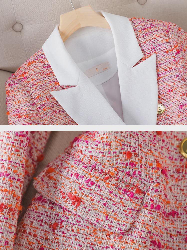 Women's Long Sleeve Red Plaid Blazer