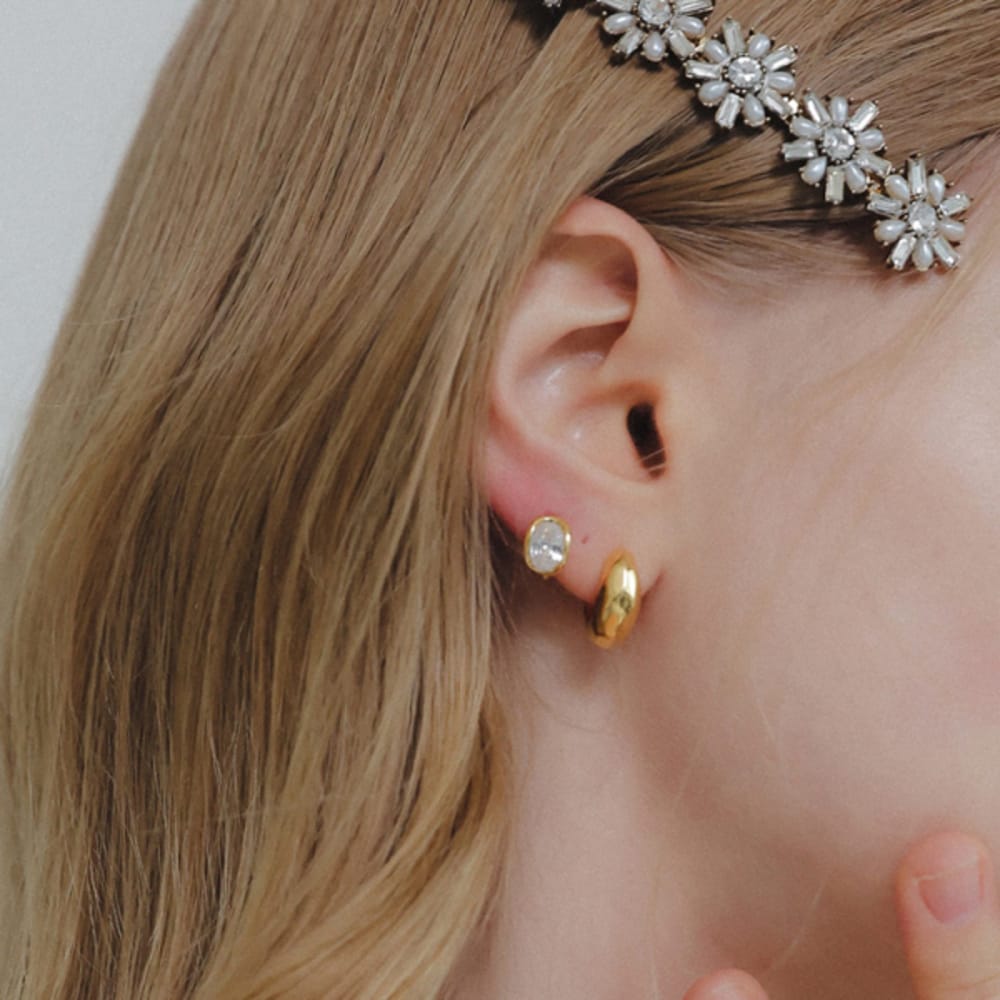 

Jlauren Cubic Vince Silver One-Touch Earrings M03872 Silver