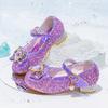 Buty księżniczki fioletowe Kuromi buty do występów dla dziewczynek małe dziewczynki buty na jeden sezon wiosna i jesień wysokie obcasy wybieg miękka podeszwa skórzane dla dzieci