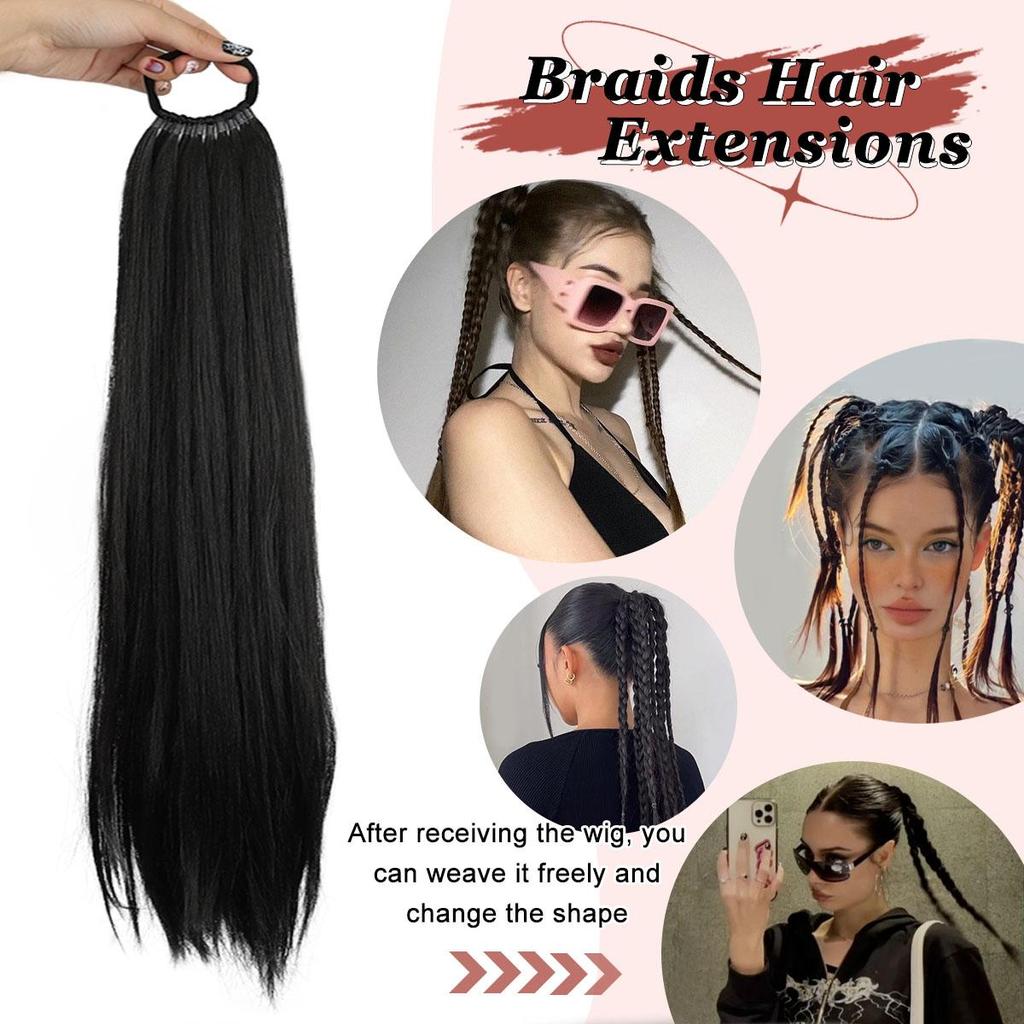 Synthetic Ponytail Extensions Elastic Band Wrap Around Straight Ponytail Extension for Women 24" Long Straight Soft Natural Ponytail
